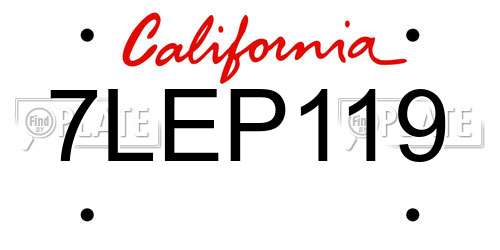 7LEP119 California License Plate