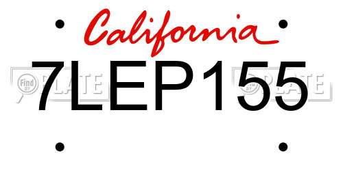 7LEP155 California License Plate