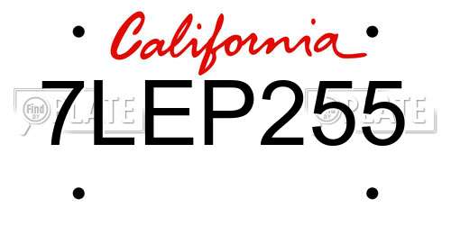 7LEP255 California License Plate
