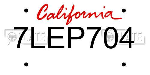 7LEP704 California License Plate