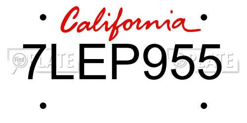 7LEP955 California License Plate