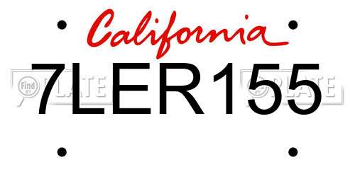 7LER155 California License Plate