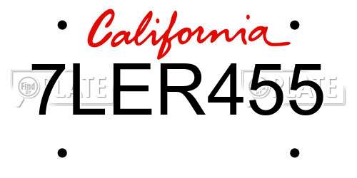 7LER455 California License Plate