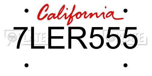 7LER555 California License Plate