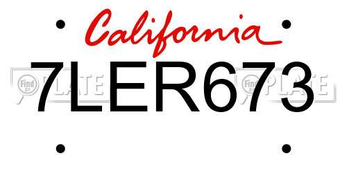 7LER673 California License Plate