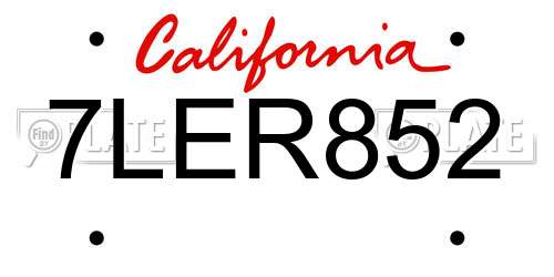 7LER852 California License Plate