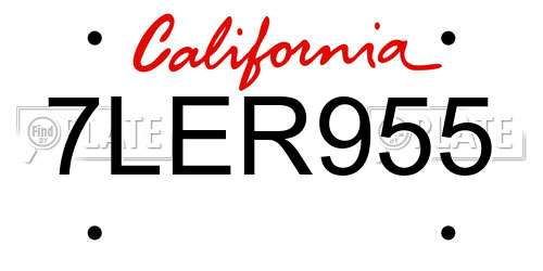 7LER955 California License Plate