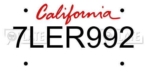 7LER992 California License Plate
