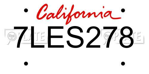 7LES278 California License Plate
