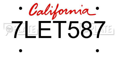 7LET587 California License Plate
