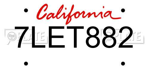 7LET882 California License Plate