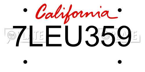 7LEU359 California License Plate