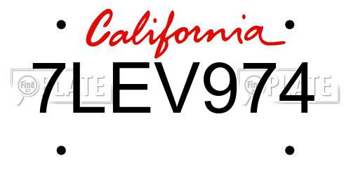 7LEV974 California License Plate