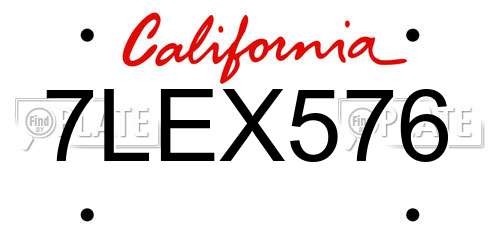 7LEX576 California License Plate