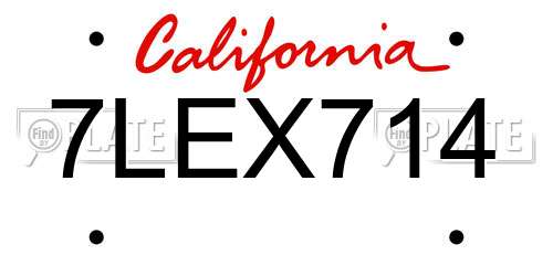 7LEX714 California License Plate