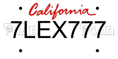 7LEX777 California License Plate