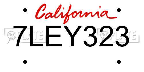 7LEY323 California License Plate