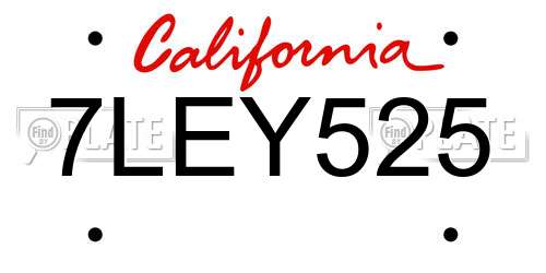 7LEY525 California License Plate