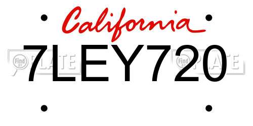 7LEY720 California License Plate