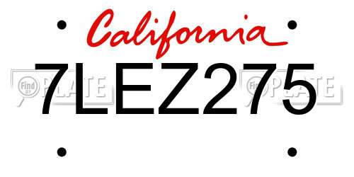 7LEZ275 California License Plate