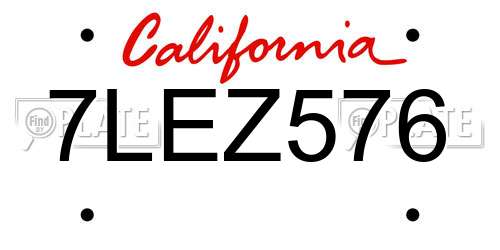 7LEZ576 California License Plate