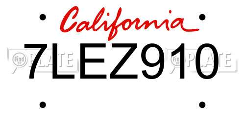 7LEZ910 California License Plate
