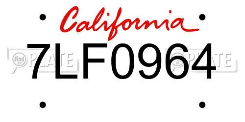 7LF0964 California License Plate