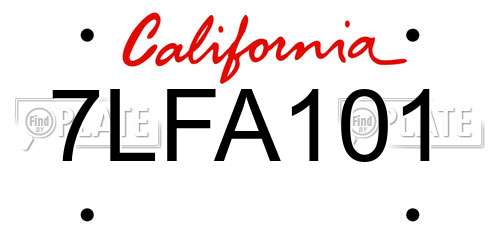 7LFA101 California License Plate