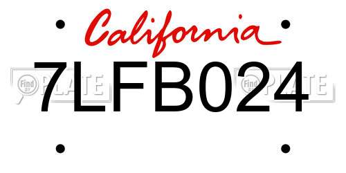 7LFB024 California License Plate