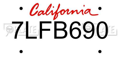 7LFB690 California License Plate