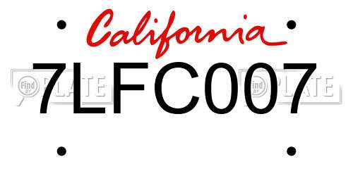 7LFC007 California License Plate