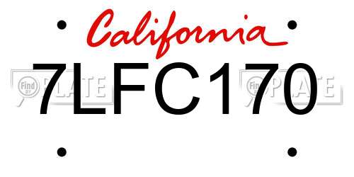 7LFC170 California License Plate