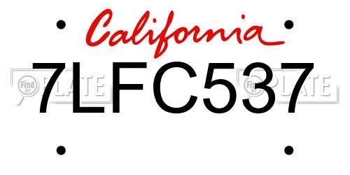 7LFC537 California License Plate