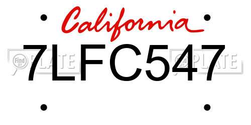 7LFC547 California License Plate