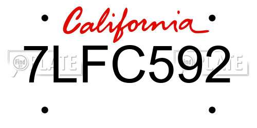 7LFC592 California License Plate