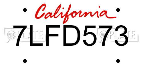 7LFD573 California License Plate