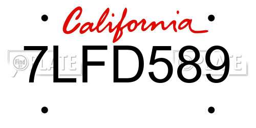 7LFD589 California License Plate