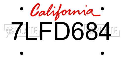 7LFD684 California License Plate