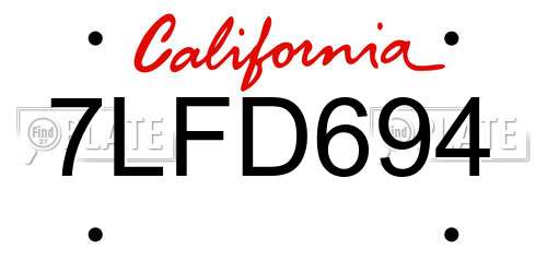 7LFD694 California License Plate