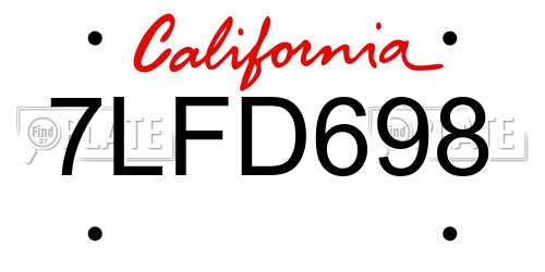 7LFD698 California License Plate