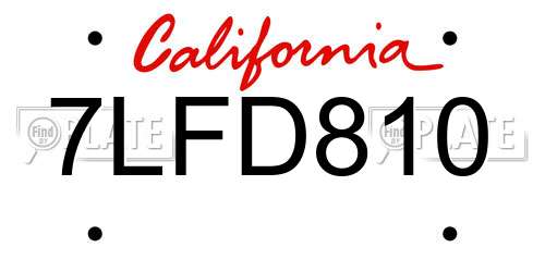 7LFD810 California License Plate