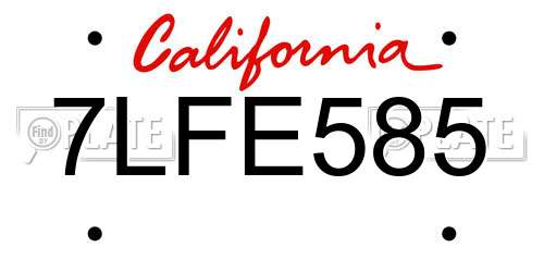 7LFE585 California License Plate