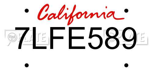 7LFE589 California License Plate