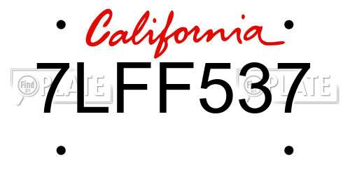 7LFF537 California License Plate