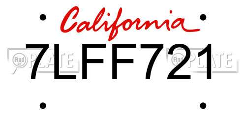 7LFF721 California License Plate