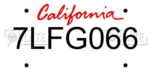 7LFG066 California License Plate