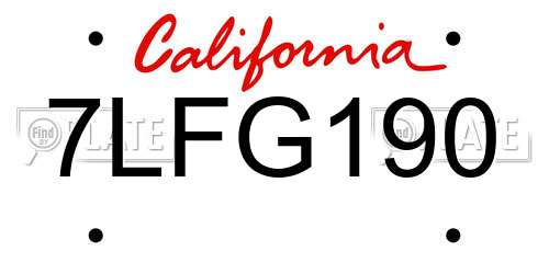7LFG190 California License Plate