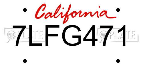 7LFG471 California License Plate