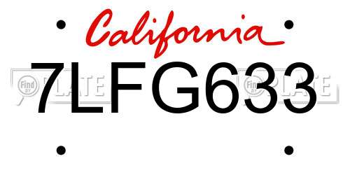 7LFG633 California License Plate