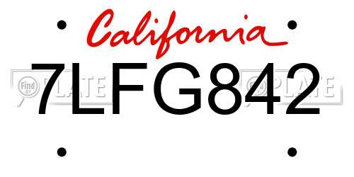 7LFG842 California License Plate